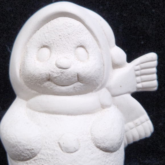 Cute Little 3 3/4" Tall Ready To Paint Ceramic Bisque Snowman With Hat and Scarf - Picture 2 of 10